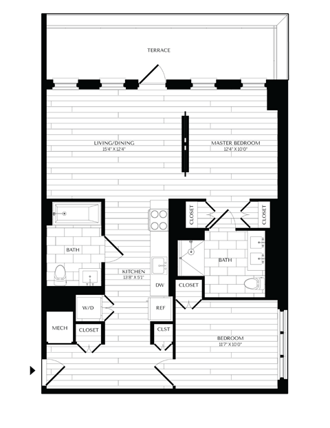555 Apartments in Washington, DC 2x2 Floor Plan